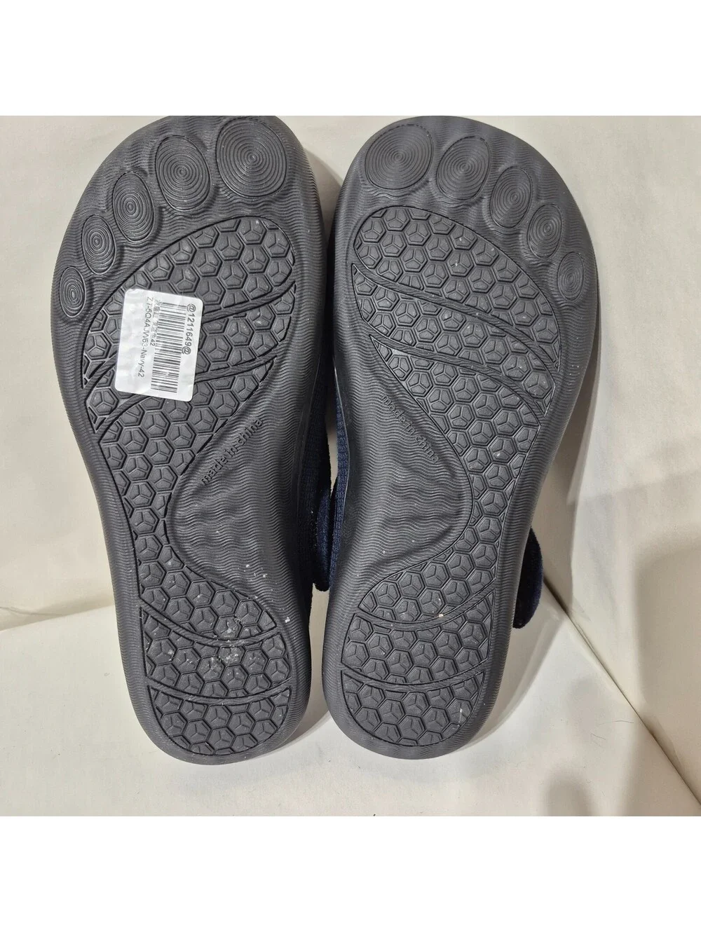 Men's Diabetic Slippers Rubber Sole Indoor Outdoor House Shoes Sz 9 Navy